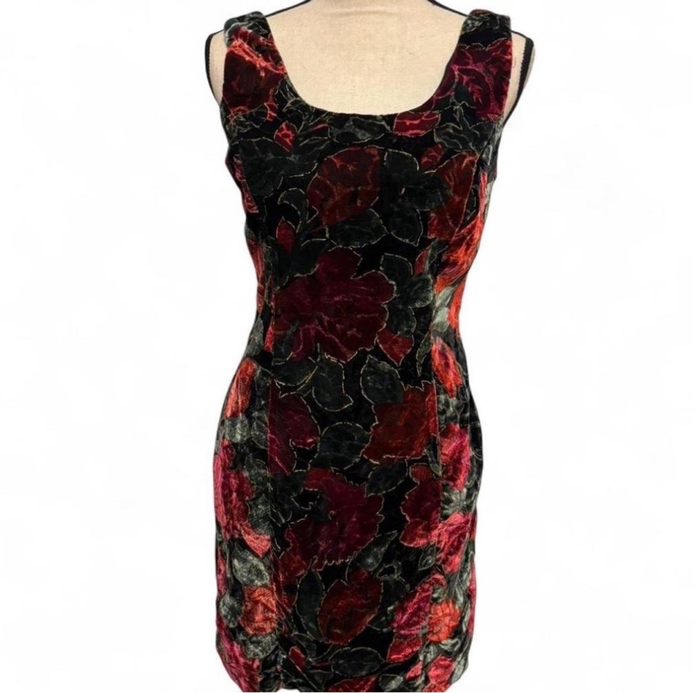Rampage Velvet Floral Mini Dress - Black and Red